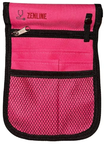 Zenline Medical Utility Waist Pouch, Pink, Multiple Storage Pockets, Adjustable Belt