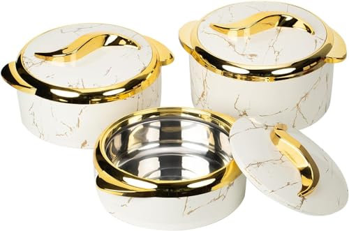 Premium Thermal Casserole Dish Set, 3-Piece Insulated Stainless Steel with Lids, Ideal for Hot & Cold Food, Perfect for Buffets & Parties