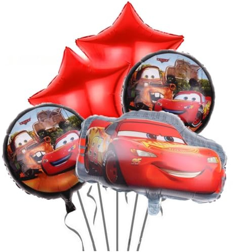 FEIFEI'S BOW 5 Stück Prinzessin Aschenputtel Folienballons Geburtstagsparty Glückwunsch Luftballons Babyparty Party Dekorationen Partyzubehör Thema Kinder (Autos 5 Stück)