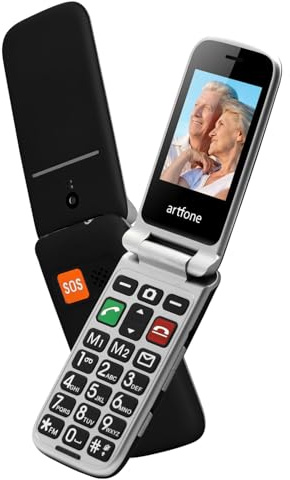 artfone CF241A Schwarz - GSM Seniorenhandy Klapphandy Ohne Vertrag mit Ladestation und Kamera丨Dual SIM Handy mit Notruftaste丨2,4 Zoll Farbdisplay丨Rentner Handy große Tasten丨FM丨1300mAh Akku丨Bluetooth