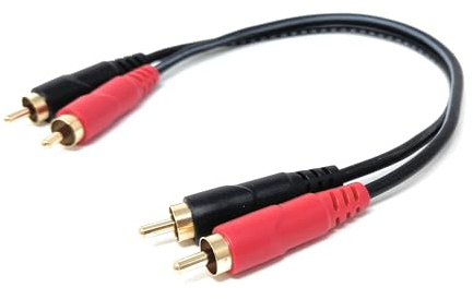 DRUT 2 x RCA Audio Cable, Stereo Male to Male, Gold-Plated Plugs, 0.3m | Gold-plated contacts. No drivers needed, plug & play. Great for turntables, amplifiers, TVs, and home Hi-Fi systems.