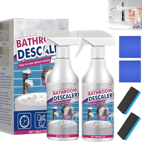 2 Pcs Bathroom Descaler Foam Spray, 2025 New Bathroom Descaler Foam Cleaner, Limescale Remover Spray, Stubborn Stains Cleaners, Multipurpose Foam Cleaner For Toilet Glass Sink Tub Bath Shower