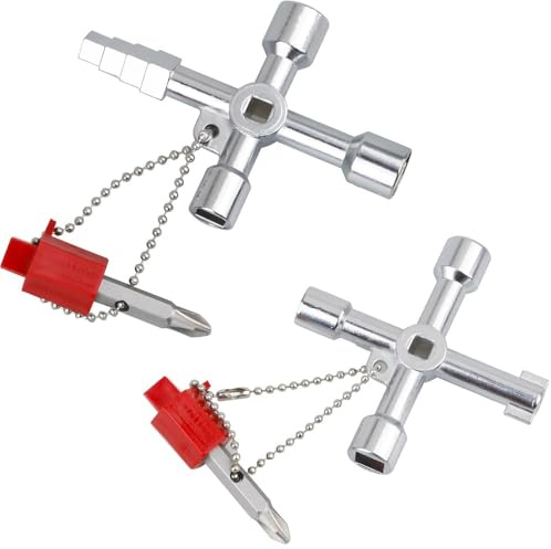 Zohino Lot de 2 clés universelles pour armoire de contrôle, clés croisées à 4 voies, clés triangulaires pour compteur d'eau et d'électricité