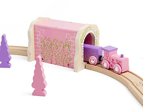 Bigjigs Rail Tunnel de Briques Roses | Train en Bois | Circuit Train Bois | Jouet Enfant | Jouet Éducatif | Cadeau Enfant | Jouet en Bois | Compatible avec Autre Marques de Train en Bois