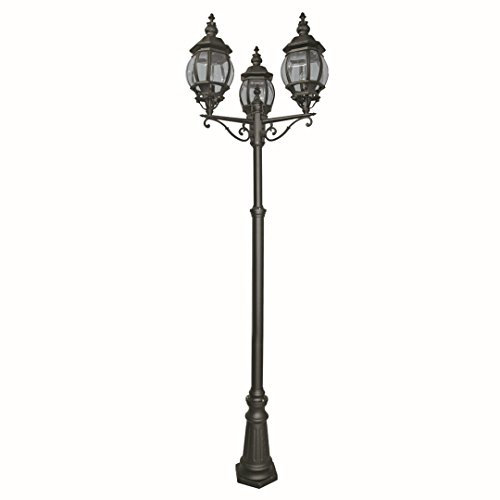 Licht-Erlebnisse Klassischer Kandelaber in schwarz Laterne 3xE27 max. 60W, LED geeignet Stehleuchte Gartenleuchte Gartenlaterne Wegleuchte