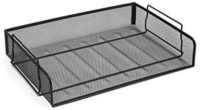 Osco Mesh Letter Tray Scratch-resistant Stackable Side-load Landscape Foolscap Black Ref LT-SSL B
