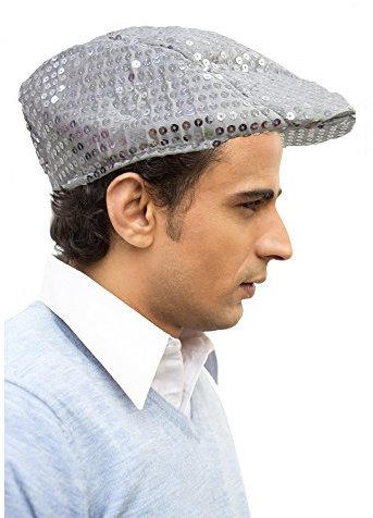 Dress Up America Silver Newsboy Flat Cap Cabbi Hat