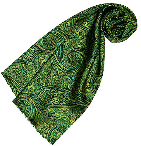 Lorenzo Cana Damen Schal 100% Seide in harmonischen Gruen Farben bedruckt doppellagig Seidenschal Seidentuch modisches Frauen Tuch 30 cm x 160 cm - 89140