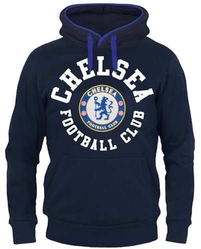 Chelsea FC - Herren Fleece-Hoody mit Grafik-Print - Offizielles Merchandise - Geschenk für Fußballfans - Blau - Marineblau - XL