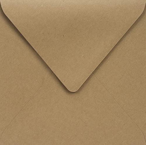Netuno 25 Sandbraun quadratische Briefkuverts Spitzklappe 155x155 mm 100g Kraftpapier Briefumschläge quadratisch Recycling Umschläge für Hochzeits-Einladungen Danksagungskarten Geburtstagskarten