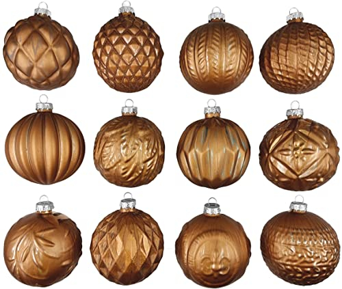 My-goodbuy24 Premium Weihnachtskugeln 12-teiliges Set Echtglas Glaskugeln Weihnachten Weihnachtsdeko Tannenbaumkugeln Glas Christbaumkugeln Weihnachtsbaum (I 8)