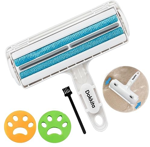 Dokkita Brosse Anti Poils Chat Chien, Brosse à Poils d'animaux, Brosse de Nettoyage pour Chat Chien, Brosse Efficace et Rapide Contre Poils d'animaux, Rouleau à Poils d'animaux Ramasse Enlève Poils