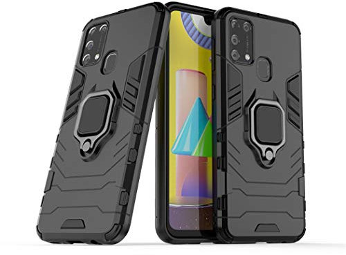 LuluMain Kompatibel mit Galaxy M31 Hülle, Ring Ständer Magnetischer Handyhalter Auto Caseme Schutzhülle Case für Samsung Galaxy M31 (Schwarz)