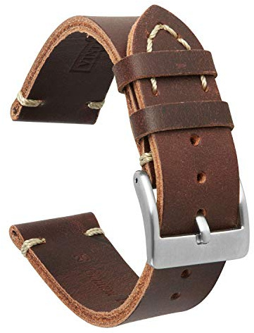 VintageTime Uhrenarmbänder – Vintage Style Kalbsleder Ersatz-Uhrenarmbänder | 18 mm, 20 mm, 22 mm