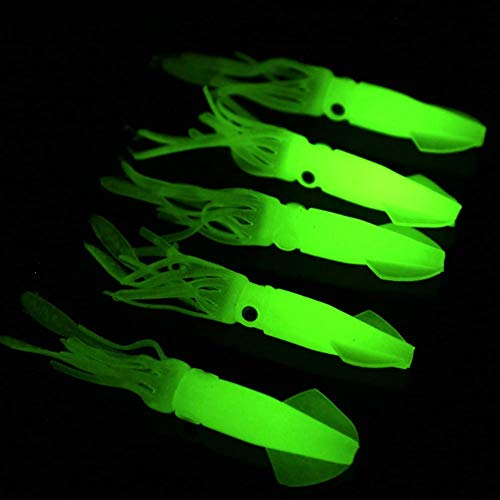 LZKW Fischköder Tintenfisch lockt Köder Langlebiges Angel-Trolling-Gerät für Angelfreunde (Luminous Squid) - 5 Stück