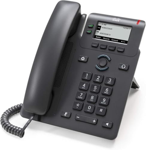 Cisco IP Business Phone 6821, 2.5-inch Grayscale Display, North American Power Adapter, Class 2 PoE, 2 SIP Registrations, 1-Year Limited Hardware Warranty (CP-6821-3PW-NA-K9=)