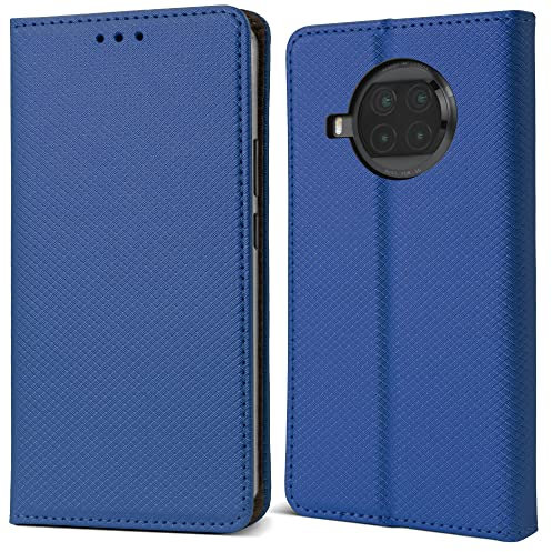 Moozy Hülle Flip Case für Xiaomi Mi 10T Lite 5G, Dunkelblau - Dünne Magnetische Klapphülle Handyhülle mit Kartenfach und Standfunktion