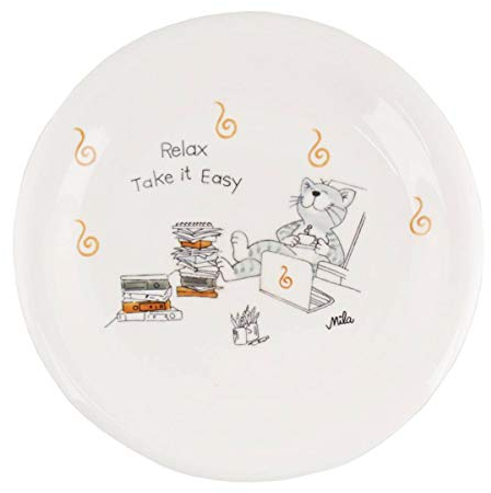 Mila Keramik-Teller Oommh Katze relax - take it easy Home-Office | MI-84227 | 4045303842274