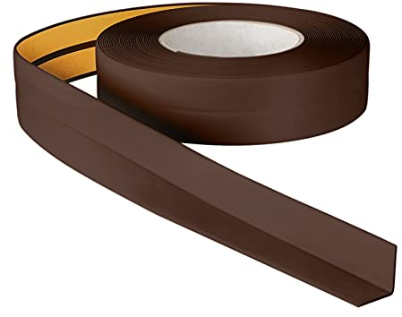 ProfiPVC Battiscopa Morbido PVC 18x18mm - 15 metro, Nastro Sigillante Autoadesivo per Cucina e Bagno, Elastico e Divisibile, con Striscia Spezzata, Montaggio Facile, Marrone Scuro