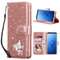 UEEBAI Klapphülle für Samsung Galaxy S9, PU Lederhülle Glitzer 3D Schmetterling Flip Cover Standfunktion mit Kartenfach Schutzhülle Diamant Glänzende Geldbörse Handschlaufe Etui - Roségold