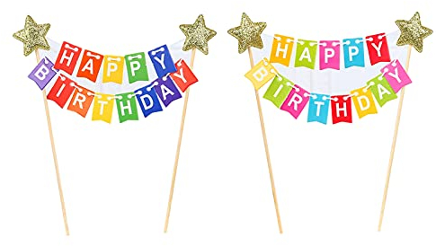 Teegxddy 2 Stück Happy Birthday Tortendeko Geburtstag Mädchen Cake Topper Torte Happy Birthday Topper Kuchen Deko
