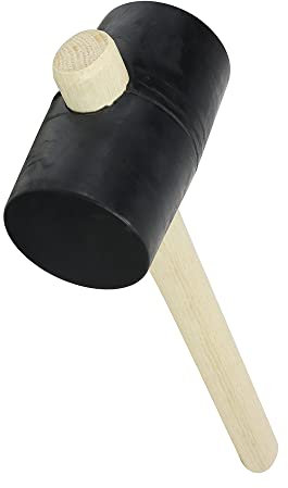 TIMCO Rubber Mallet, Solid Black Rubber Ash Wood Handle Mallet - 32oz