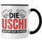 Trendation - Uschi Tasse Schwarz 325 ml Kaffeetasse Geschenk