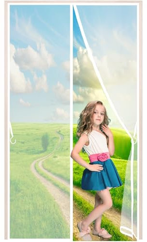 Zanzariera Magnetica, 205x245 cm Zanzariere Magnetiche Per Porte finestre su Misura, Chiusura Automatica, Bianca, Nuova Versione