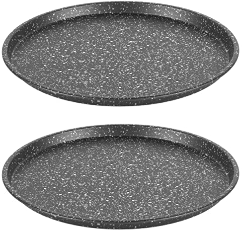 Salter Megastone Pizza Pans – Set of 2, 29 cm Non-Stick Perforated Crisper Trays, Large Oven Baking Tin for Pizzas, 12-Inch Durable Chip Trays, PFOA-Free, Oven Safe Up to 220°C, Strong Carbon Steel