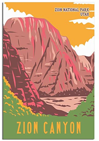 Zion National Park Utah, Vintage-Reiseposter, Leinwandkunst, Zuhause, Zimmer, Wanddekoration, Bild, Poster, Druck, Gemälde, Geschenkposter