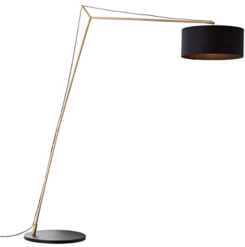 Brilliant Annice Bogenstandleuchte 1,93m schwarz matt/messing gebürstet, Metall/Textil, 1x LED, E27, 10 W