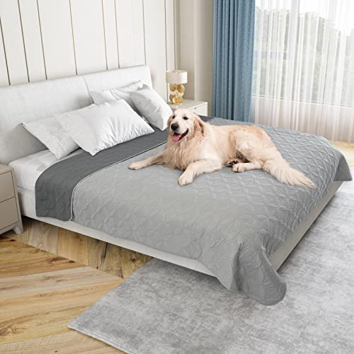 PICK FOR LIFE Wasserdichte Hundedecke für Bett, 97 x 190 cm, waschbar, weich, wendbar, Welpendecken, kratzfest, schmutzig, für Bett, Sofa, Möbel (Hell/Dunkelgrau)