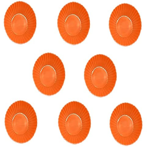 Lot de 8 moules à cupcakes réutilisables en silicone pour moules à muffins, tasses, plateaux (orange)