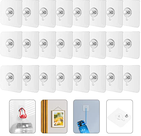 flintronic Ganchos Adhesivos para Pared, 24 Ganchos Autoadhesivos Ultrafuertes, Adhesivo Removible para Colgar Marcos De Fotos sin Perforaciones, para Vidrio, Metal, Marcos, Espejos.