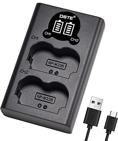 DSTE NP-W235 Batterie USB Double Chargeur Rapide Compatible avec Appareil Photo Fujifilm X-H2 X-H2S X-T5 X-T4