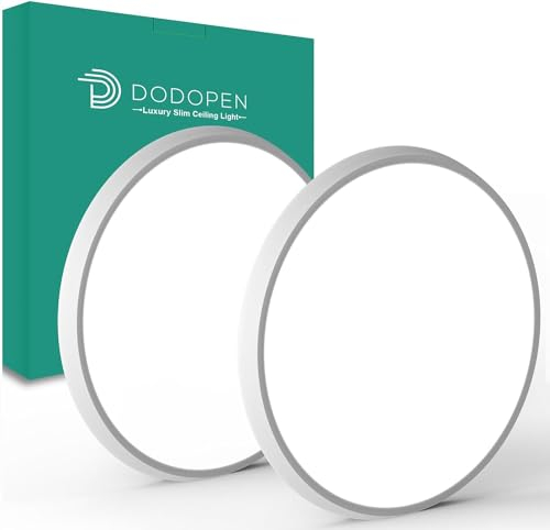 DODOPEN 2 Stück Led Deckenleuchte Flach Rund Deckenlampe 24W 5000K Lampen Led Deckenbeleuchtung für Badezimmer Schlafzimmer Wohnzimmer Küche Bad Keller Balkon,Ultra Dünn Wohnzimmerleuchte Ø29*H2.5cm