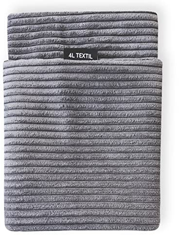 4L Textil Ersatzbezug Hundekissen Hundebett Cord waschbar 60x50 | 60x50 cm | Dunkelgrau | In mehreren Farben und Größen | Robust | Maschinenwaschbar