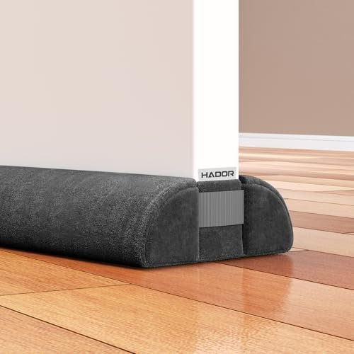HADOR Door Draft Stopper for Bottom of Door, 36 Inch Under Draft Air Noise Light Blocker 30- 36 Double Side Triangle Soundproof Sweep Filler Seal Gap up to 1.7 for Patio Sliding Door Guard, Black