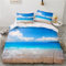 Damier Bettwäsche 135x200 Strand Meer 3D Bettbezug Set Beach Blau Weiß Bettwäsche Weich Mikrofaser Bettwäsche 2teilig für Deko Geschenke Jungen Mädchen mit Reißverschluss und 80x80 cm Kissenbezug