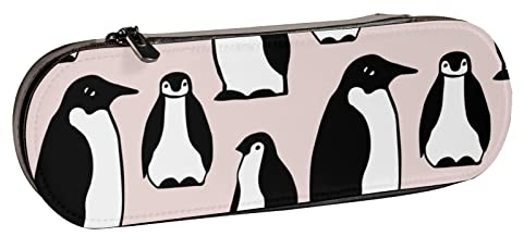 Federmäppchen, Cartoon-Motiv, niedlicher Schaukel, tanzender Pinguin, Leder, Federmäppchen, große Kapazität, Federmäppchen, Kosmetiktasche