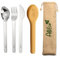 AllEco® Stainless Steel Camping Cutlery with Silicone Case for on the Go + Free Bag Outdoor Cutlery Camping Cutlery Set to Go Cutlery Set Sustainable Products Zero Waste Gift Idea (Yellow)