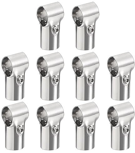 QUARKZMAN Connettore Tubo Raccordi Strutturale Giunto Morsetti 180 Gradi 2 Vie, 10 Set Inossidabile Acciaio Morsetti Binari Terminali Montaggio Angolare per Tubo OD 1-1/4 (31,75mm) Argento