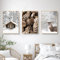 3er Poster Set Moderne Winter Bilder, Elch, Holzhaus Schneelandschaft, Leinwandbilder, Wandbilder Bilder Wohnzimmer Deko Schlafzimmer, Ohne Rahmen (B,30x40cm)