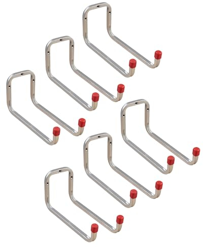 Gedotec Wandhalterung - Wandhaken zum Schrauben Stahl verzinkt | DUO | 6 Stück Gerätehaken Länge: 250 mm inkl. Befestigungsmaterial | Allzweckhaken aus Metall | Wandhalterung Garage | Wand-Montage