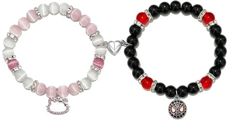 GINAZL Passende Armbänder (Spider&Kitty| Luffy&Zoro| Cropse Bride| Starboy), S, Stein, Kein Edelstein