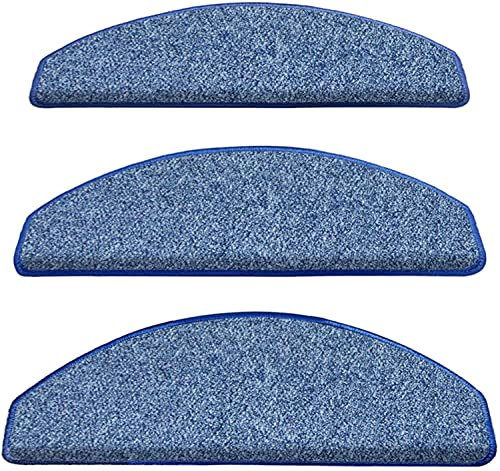 MyrRhe rutschfeste, runde Treppenstufen – Blau, 75 x 24 cm, für den Innen- und Außenbereich, Sisal-Optik
