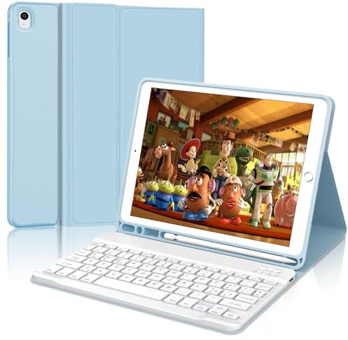 YNNHUDEEP Tastiera iPad 9 Generazione, Tastiera iPad 10.2, Cover Tastiera Italiano Magnético Bluetooth iPad 8, iPad 7, iPad Air 3, iPad Pro 10.5, Blu cielo
