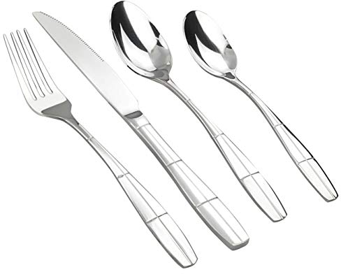 Ikando Cutlery Set, 48 Piece Stainless Steel Flatware Set, Tableware Silverware Set with Spoon Knife and Fork Set, Service for 12