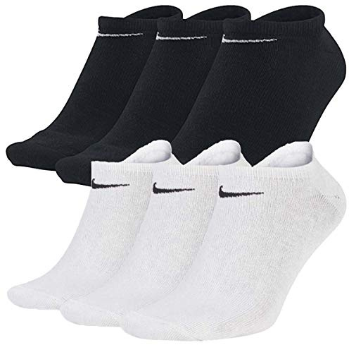 Nike Sneakersocken Socken 6 Paar Weiß Grau Schwarz Herren Damen Füßling SX2554, Farbe:Schwarz/Weiß, Socken Neu:46-50