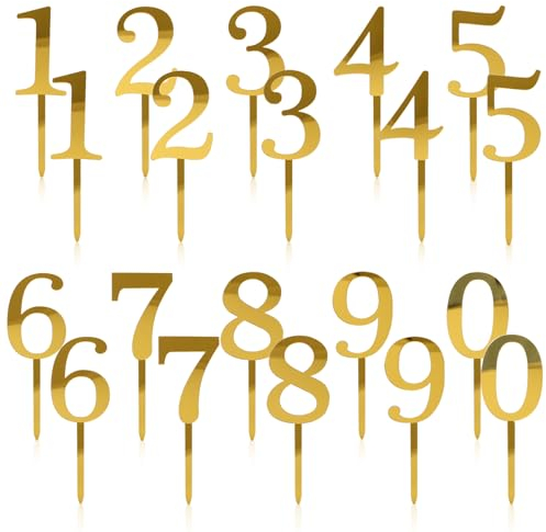 0-9 Number For Cake Topper, Shiny Acrylic Number Cake Toppers Cake Decorations Birthday Party Cake Topper for Birthday Party Wedding Anniversary (2 Set)